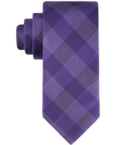 Calvin Klein Aiden Blue Grid Tie - Purple