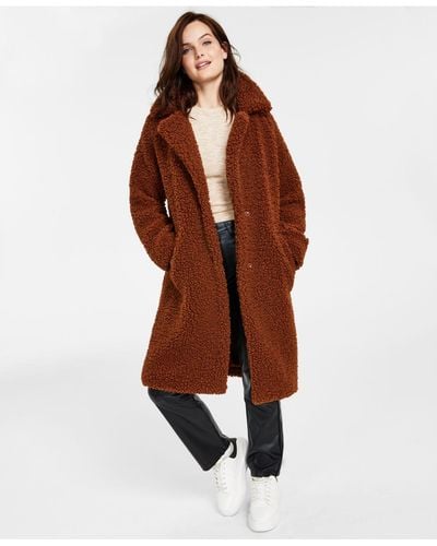 BCBGeneration Notch-collar Teddy Coat, Created For Macy's - Brown