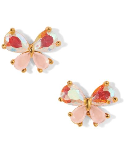 Girls Crew Faux Cubic Zirconia Kaleidoscope Butterfly Stud Earrings - Pink