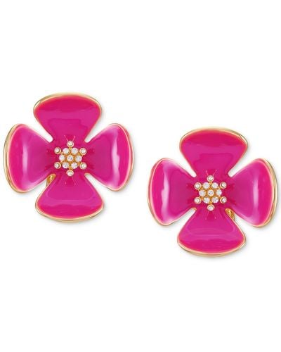 Guess Tone Pink Flower Stud Clip On Earrings