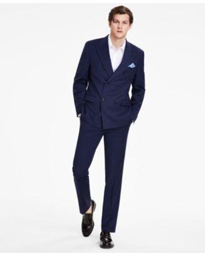 Alfani Slim Fit Stripe Double Breasted Suit Separates Created For Macys - Blue
