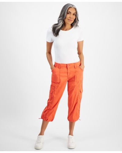 Style & Co. Petite Mid Rise Bungee-hem Capri Pants - Orange