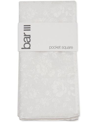 BarIII Tonal Floral Pocket Square - White