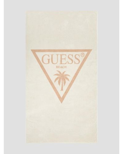 Guess Jacquard Palm Triangle Logo Towel - Natural
