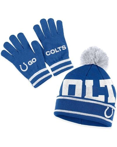 WEAR by Erin Andrews Indianapolis Colts Double Jacquard Cuffed Knit Hat - Blue