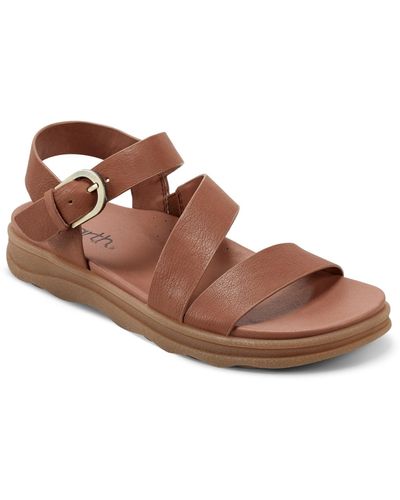 Earth Lainey Strappy Round Toe Casual Sandals - Brown