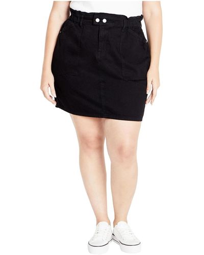 City Chic Plus Size Cali Denim Skirt - Black