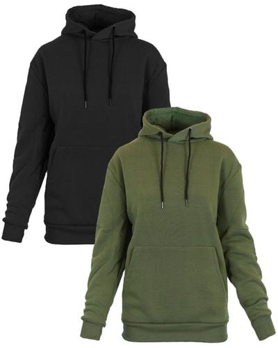 Galaxy By Harvic Heavyweight Loose Fit Fleece Lined Pullover Hoodie Set - Green