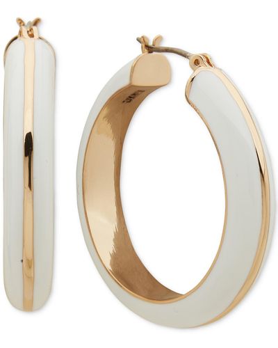 DKNY Gold-tone Small Color Hoop Earrings - White