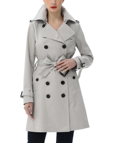Kimi + Kai Adley Water Resistant Hooded Trench Coat - Gray