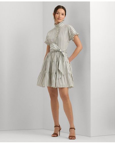 Lauren by Ralph Lauren Striped Cotton Broadcloth Shirtdress - Multicolor