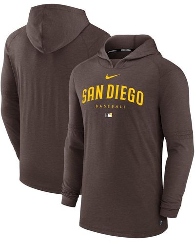 Nike San Diego Padres Authentic Collection Early Work Tri-blend Performance Pullover Hoodie - Brown