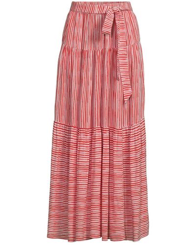 Lands' End Tiered Rayon Maxi Skirt - Pink