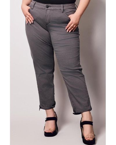 Slink Jeans Plus Size Color Boyfriend Pants - Gray