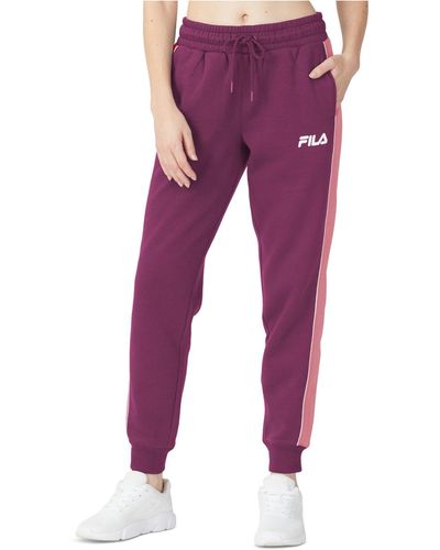 Fila Plus Size Vigor Mid-rise Colorblocked Fleece Sweatpants - Purple