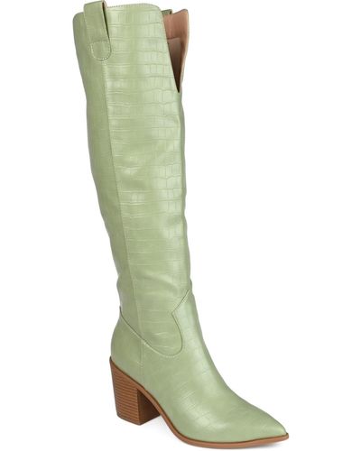 Journee Collection Therese Regular Calf Block Heel Knee High Dress Boots - Green