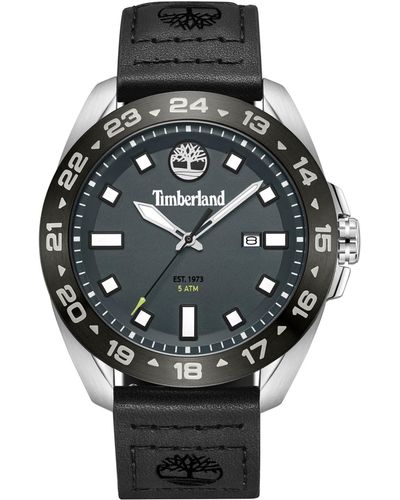 Timberland Quartz Carrigan Genuine Leather Strap Watch - Gray
