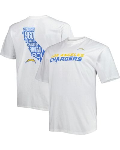 Fanatics Los Angeles Chargers Big And Tall Hometown Collection Hot Shot T-shirt - White
