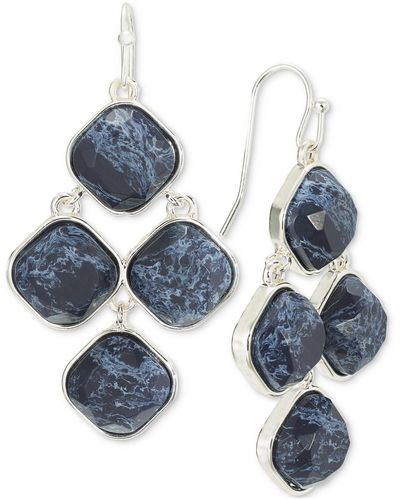 Style & Co. Large Color Stone Drop Earrings - Blue