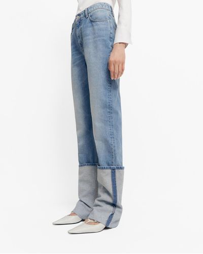 Mango Turned-up Straight Jeans - Blue