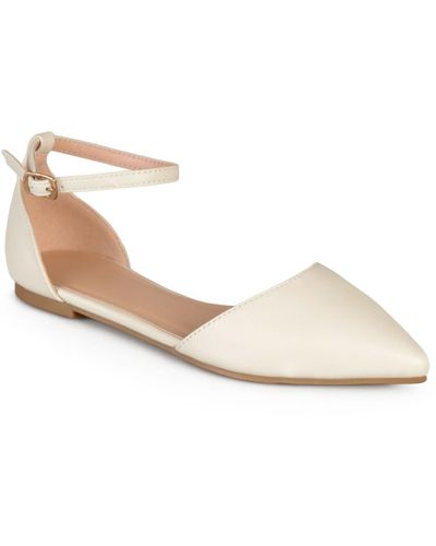 Journee Collection Reba Ankle Strap Pointed Toe Flats - White