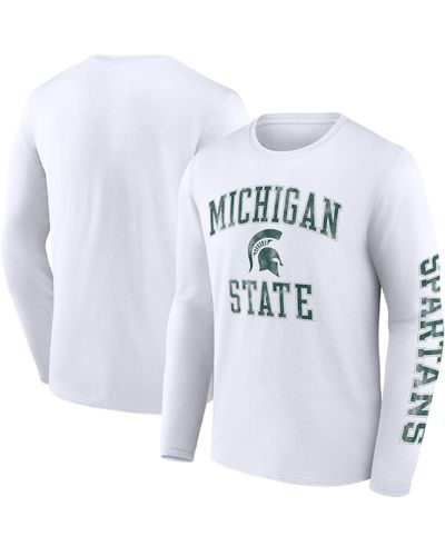 Fanatics Michigan State Spartans Distressed Arch Over Logo Long Sleeve T-shirt - White