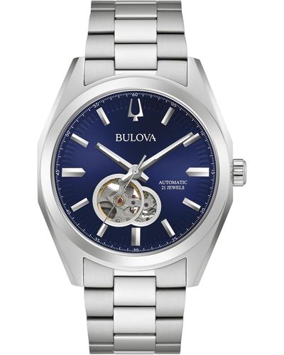 Bulova Automatic Surveyor Stainless Steel Bracelet Watch 42mm - Metallic