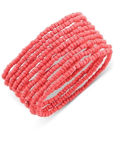 Style & Co. 9-pc. Color Seed Bead Stretch Bracelets - Red