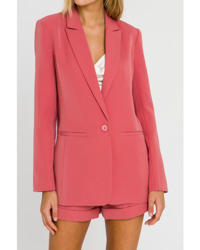 Endless Rose Single-breasted Blazer - Red