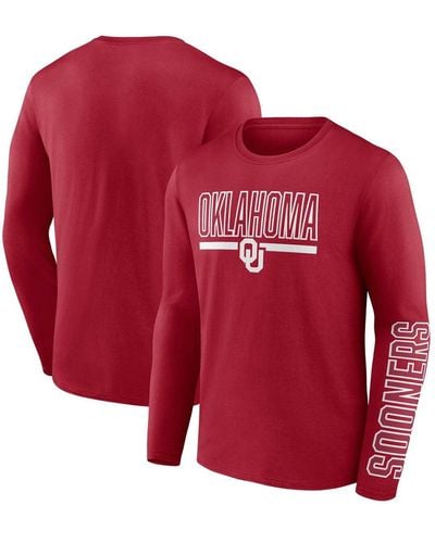 Profile Oklahoma Sooners Big And Tall Two-hit Graphic Long Sleeve T-shirt - Red