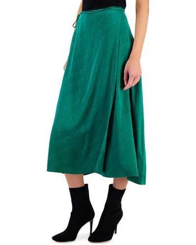 HUGO Jacquard Logo-print Midi Tie Wrap Skirt - Green