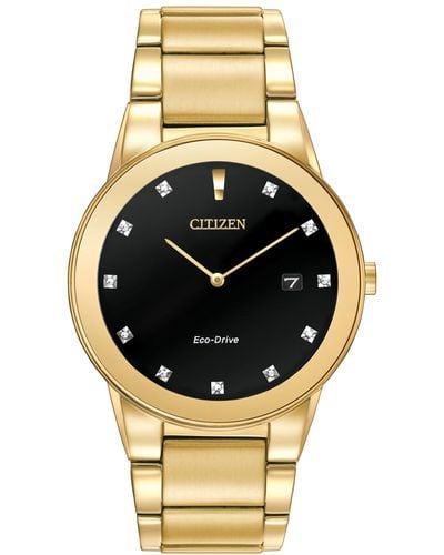 Citizen Eco-drive Axiom Diamond Accent Gold-tone Stainless Steel Bracelet Watch 40mm Au1062-56g - Metallic