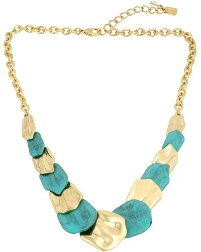 Robert Lee Morris Turquoise Petal Layered Bib Necklace - Blue