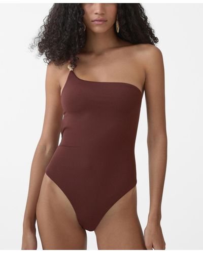 Mango Seashell Print Swimsuit - Brown