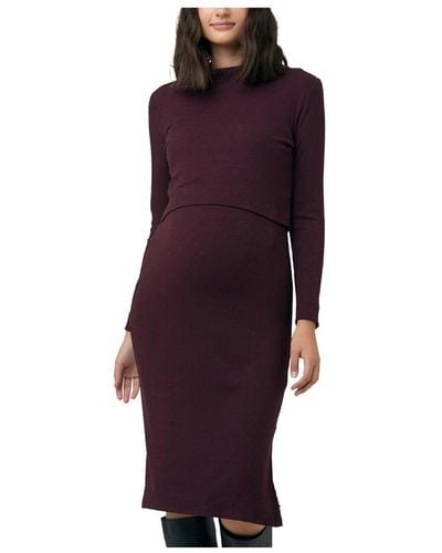 Ripe Maternity Maternity Ruby Rib Nursing Dress - Purple