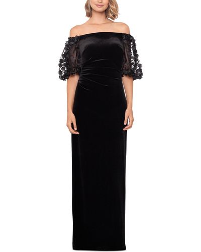 Xscape Velvet Off-the-shoulder Evening Dress - Black