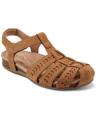 Earth Birdy Closed Toe Strappy Casual Slip-on Sandals - Brown