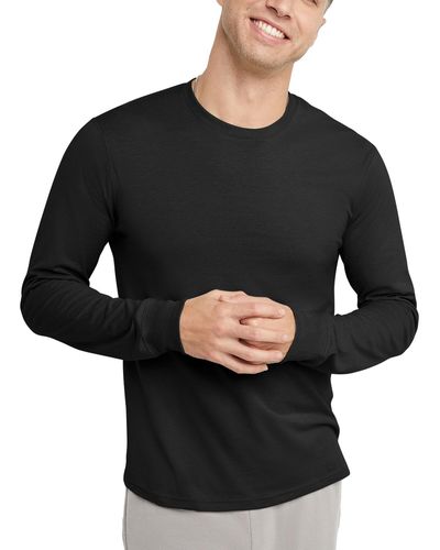 Hanes Originals Cotton Long Sleeve T-shirt - Black