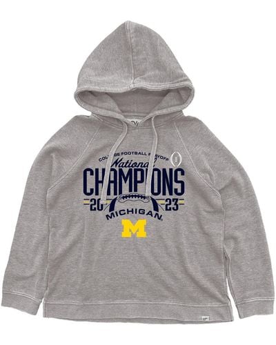 Blue 84 Michigan Wolverines College Football Playoff 2023 National Champions Gameroom Burnout Pullover Hoodie - Gray