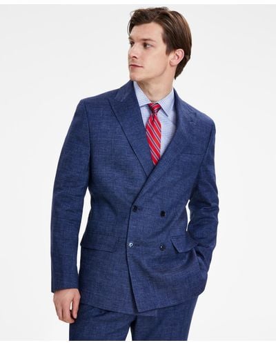 Tommy Hilfiger Modern-fit Double-breasted Suit Jacket - Blue