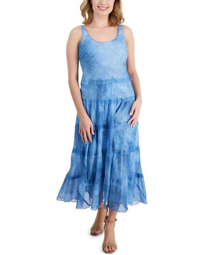 Jones New York Petite Sleeveless Multi-tier Dress - Blue