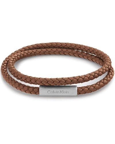 Calvin Klein Double Wrapped Leather Bracelet - Brown