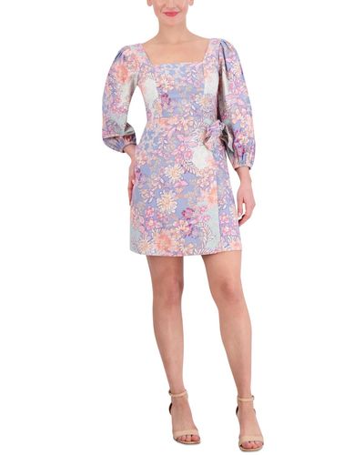 Vince Camuto Square-neck Balloon-sleeve A-line Dress - Pink