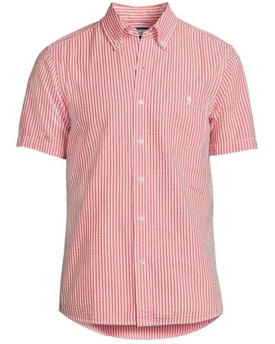 Lands' End Traditional Fit Short Sleeve Seersucker Shirt - Pink