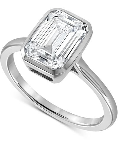 Badgley Mischka Certified Lab Grown Diamond Emerald-cut Bezel Solitaire Engagement Ring (3 Ct. T.w. - White