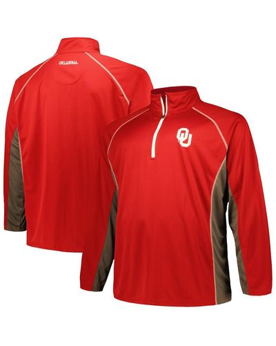 Profile Oklahoma Sooners Big And Tall Quarter-zip Raglan Jacket - Red