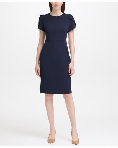Calvin Klein Tulip-sleeve Sheath Dress - Blue
