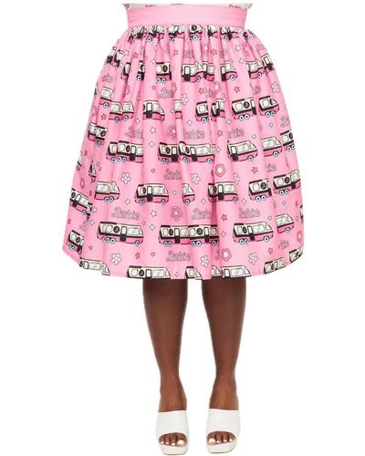 Unique Vintage Plus Size Barbie 1970s Pink Barbie Bus Gellar Swing Skirt