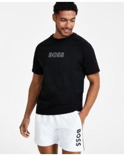 BOSS Boss By Logo Graphic T Shirt Logo Print 6 Swim Trunks Created For Macys - Black