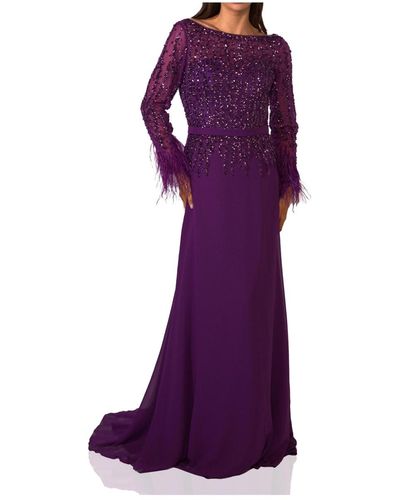 Terani A-line Long Gown - Purple